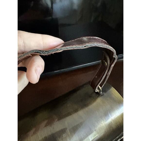 Vintage Start Brown Leather Straps Retro Distressed Hand Polished Storage Box - Picture 9 of 12